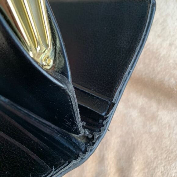 Vintage Baronet Wallet Kiss Clasp Metal Diamond Studs Navy Blue - Picture 8 of 13